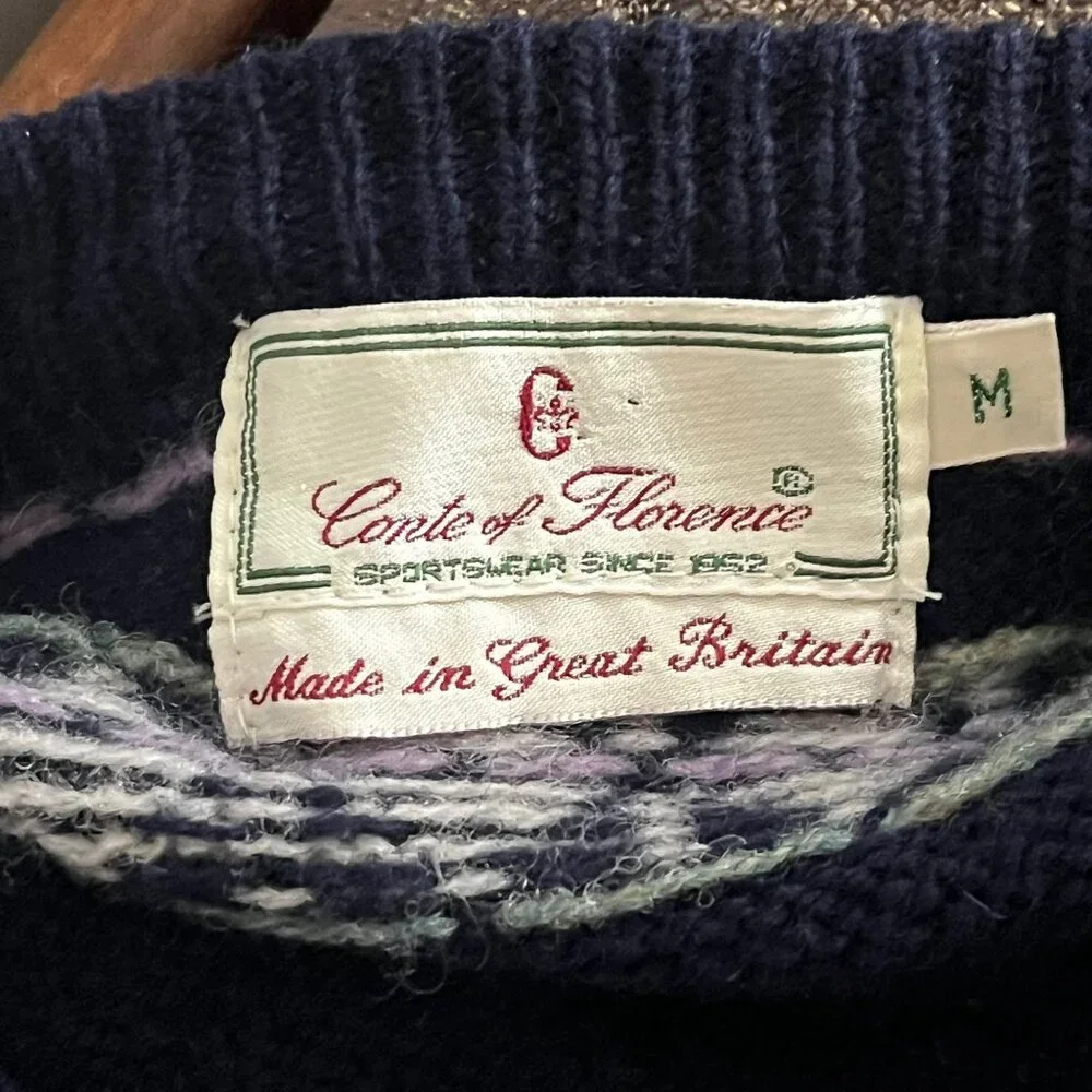 Vintage CONTE‎ OF FLORENCE  Men's Wool Sweater  Size Medium